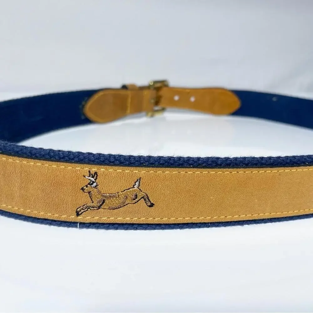Field & Stream antelope embroidered Men's size 36 belt with canvas and leather